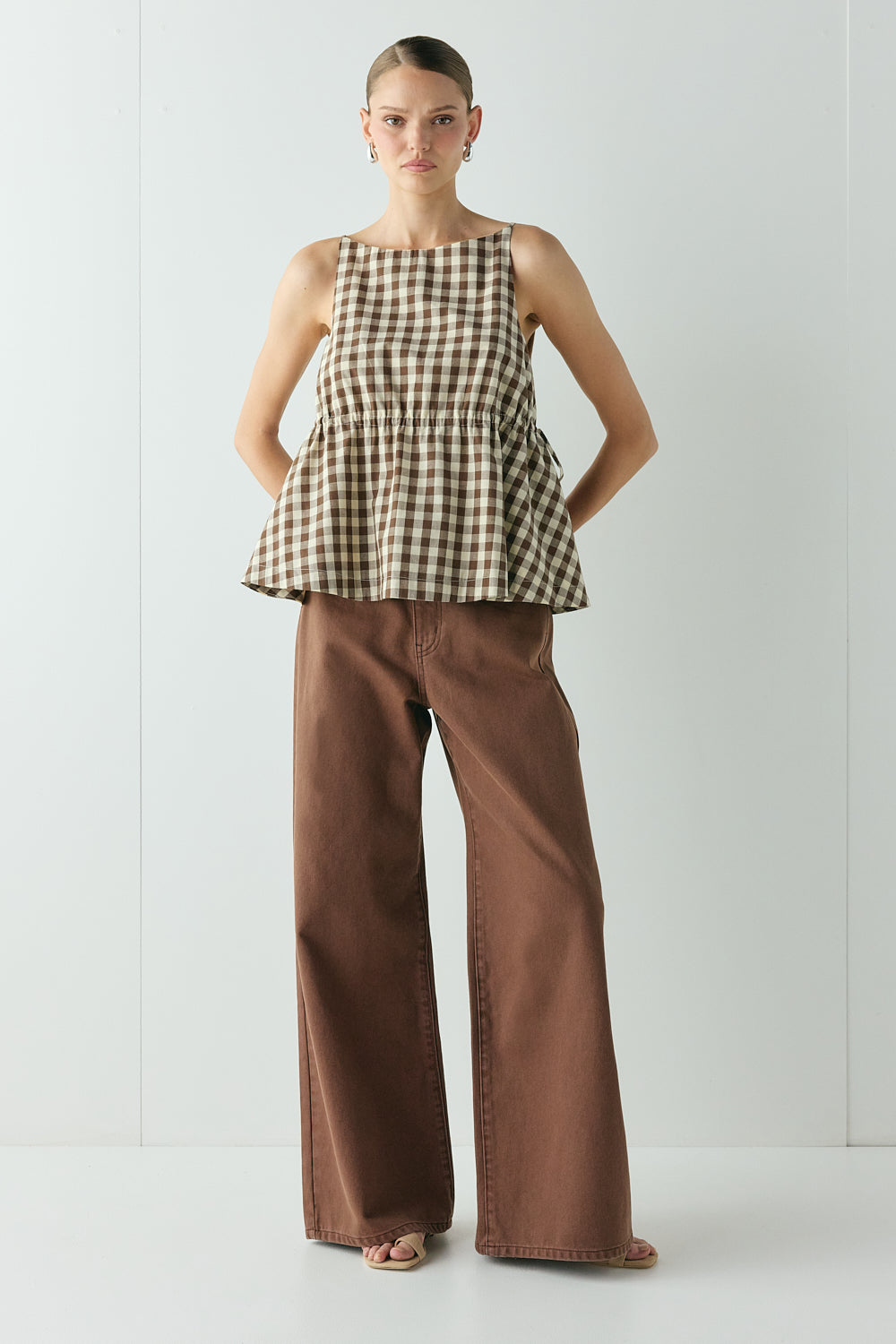 Indi Top Brown Check