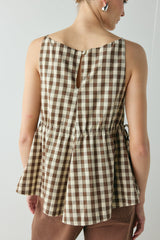 Indi Top Brown Check